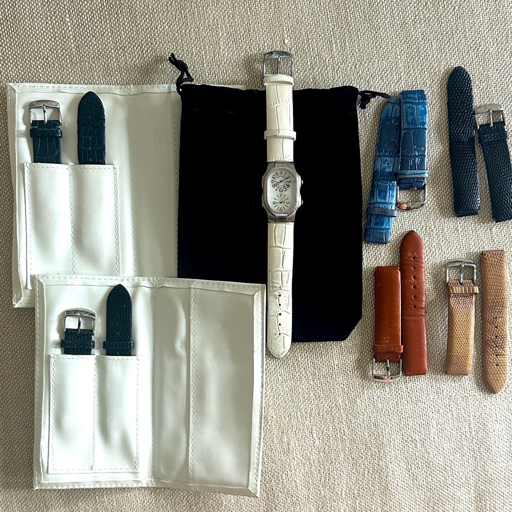 Beautiful Philip Stein Watch with 7 Philip Stein Straps. New Battery!